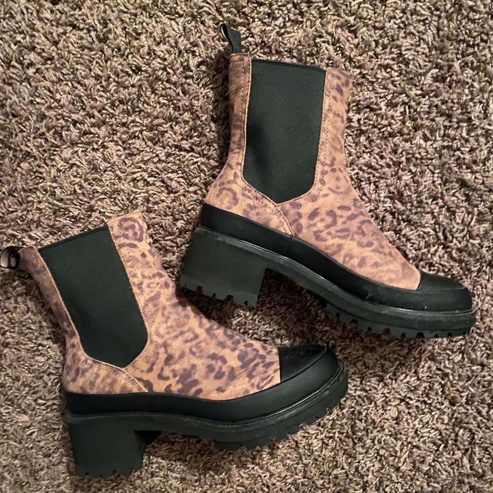 Timberland Leopard Print Ankle Boots with Black Details